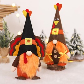owobargeman Thanksgiving Decorations 2PC Handmade Scandinavian Tomte Plush Gnom, Home Tabletop Ornaments Christmas Gnome Decor for Adults. (Thanksgiving)