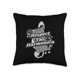 Chromatic Harmonica Accessories Set Beginner Gifts Respect Harmonist Harmonicist Harmonica Throw Pillow, 16x16, Multicolor