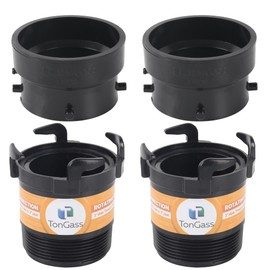 TonGass (2 x Combo Pack, Black) RV Sewer Pipe Adapter, 3" Rotating Rigid Bayonet Adapter with Male Thread & Hooks, Termination Fitting with 3" Bayonet & Hub, RV Sewer Hose Connector for Waste Disposal