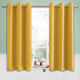 KEQIAOSUOCAI Yellow Blackout Draperies Curtains for Baby Kids Girls Room Nursery Essential Thermal Insulated Grommet Top Sun Block Curtain Drapery Panels 1 Pair 34 x 45 inches
