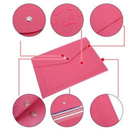 Wason Expanding A4 Document File PU Leather Envelope Case Holder-Large Size Pockets for Paper Bills Stationery Tablet and PC, Work Study Traveling (Plum red)