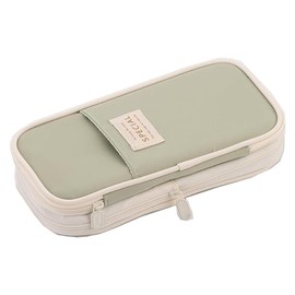 Large Capacity Pencil Case with Zipper, Cute Pencil Case Aesthetic Pencil Case, Big Capacity Pouch Organizer Multiple Compartment Double Zipper for Office College School Travel(Green)