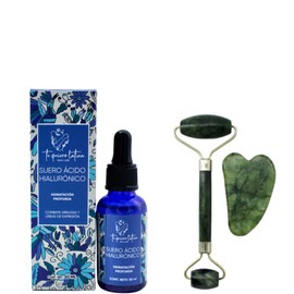 TQL | Kit Serum Acido Hialuronico + Rodillo de Jade y Guasha | Hidratación profunda | Relajación y desintoxicación | Hidratante Facial | Skin Care | 30ml