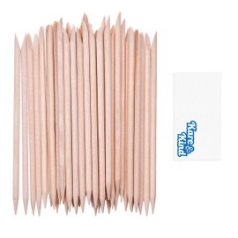 Kare & Kind 100x Double-Sided Orange Wood Nail Sticks - Cuticle Pusher Remover Cleaner - Manicure, Pedicure, DIY - Home, Nail Salon - for Beginners and Profesional Nail Technicians