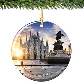 City-Souvenirs Milan Italy Christmas Ornament Porcelain 2.75 Inch Double Sided Italian Milan Christmas Ornaments