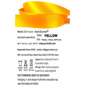 Double Faced Polyester Satin Ribbon -23 Metrs, Perfect for Gifts Wrap, Party, Events, Cloth, Sew Party Crafts Events Wedding Dress Decorative Easter Christmas Floral Car Bows (10mm, Yellow)