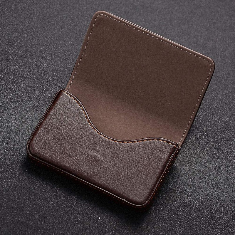 Blue Pu Leather Business Card Case Magnetic Name Card Holder