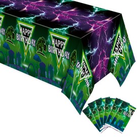 AwserTantue 6 Pack Green and Purple Monster Truck Tablecloths - Monster Truck Happy Birthday Disposable Rectangle Table Cover for Baby Shower Kids Birthday Party Dinner Table Decoration 108×54 Inches