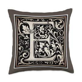 Alphabet Monogrammed Decor Pillow Vintage French Monogram Couch Bed Sofa Letter E Throw Pillow, 18x18, Multicolor