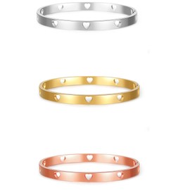 Cryinsun Baby Infant Toddler Kids Girls Heart Bangle Bracelet, Gold Silver Rose Gold 3 Colors 316L Stainless Steel Cuff Bracelets With Heart Shape,Jewelry Gifts For Birthday (Rose Gold)