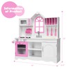 HONEY JOY Pink Kids Kitchen Playset, 43 Inch Rooftop Wooden