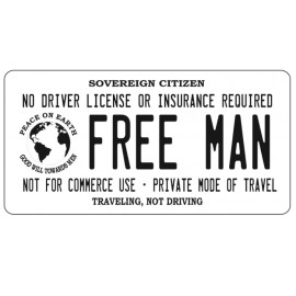 FREE MAN SOVEREIGN CITIZEN WHITE USA MADE METAL LICENSE PLATE