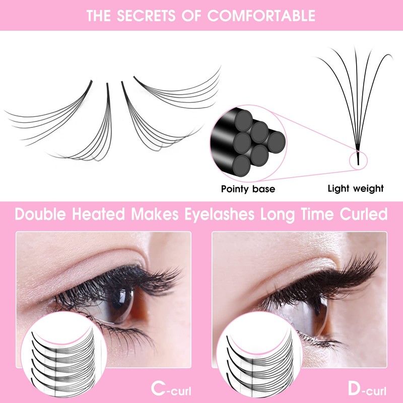 Ready-to-Use Eyelash Fans, 7D-D-0.07-11, Lace Base, Ready-to-Use Fan Eyelash Extensions,