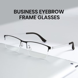 Cyxus Titanium Frame Glasses for Men Semi Rim Eyewear Square Clear Lens Glasses Interchangable