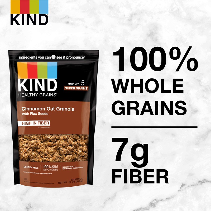 KIND Healthy Grains Granola, Cinnamon Oat Clusters with Flax Seeds,