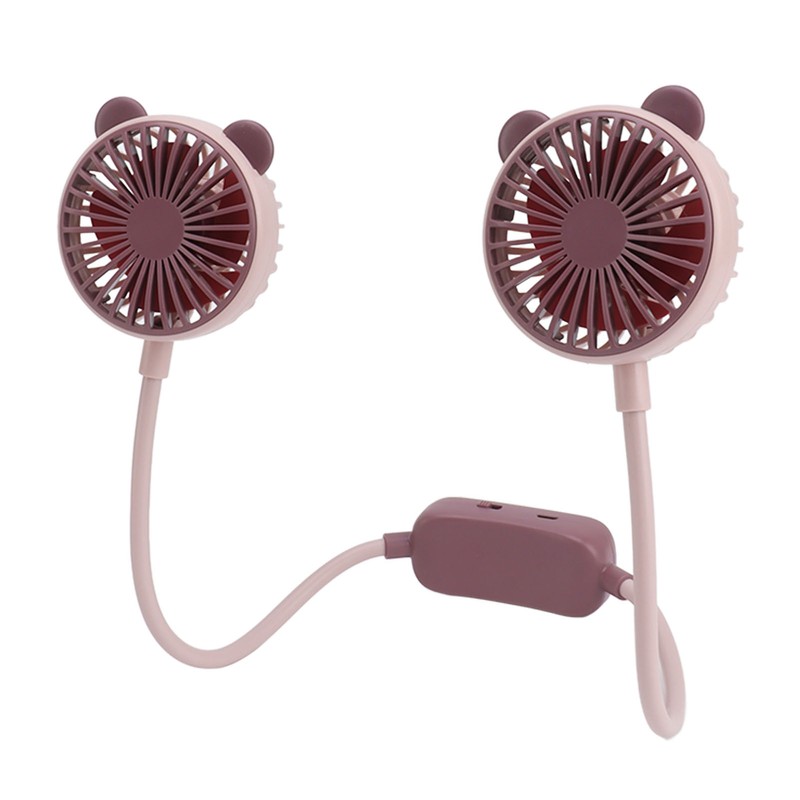 Portable Neck Fan Dual Head Bendable Wearable USB Rechargeable Hand