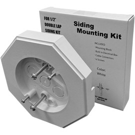 iMBAPrice IMBA-8141-2 White Vinyl Vertical Siding Lamp Octagon Mounting Kit with Built-in Electrical Box for 1/2 Inch (0.5") Outdoor Vertical Siding LAP, 2-Pack