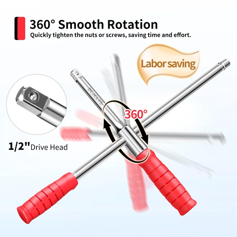 BCJCLTS Lug Wrench, Tire Wrench With 1/2-Inch Drive and 2PCS