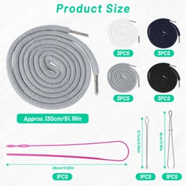 12PCS Drawstring Cord Replacement​, Black/White/Grey/Deep Blue,1.3m /4.27ft