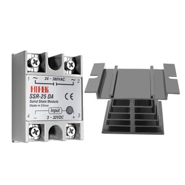 Aracombie Solid State Relay, SSR-25DA DC to AC, 3-32V to AC 24V-380V, Temperature Controller, Single Phase SSR+Heat Sink