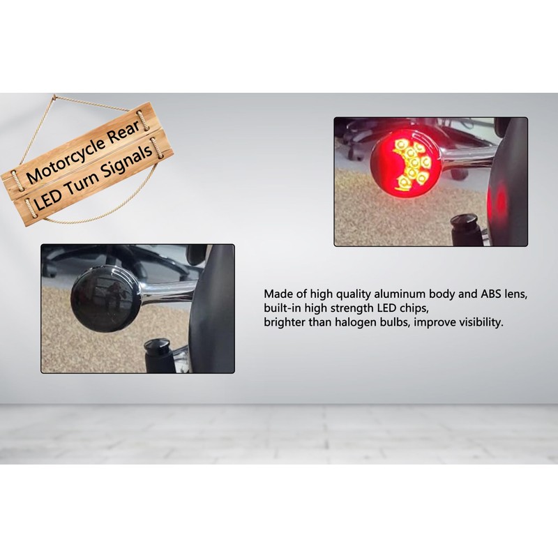 LIUJJYH Universal Smoked Motorcycle Rear LED Turn Signals Bullet Brake