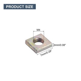 sourcing map M4-0.7x2.2 Square Nuts, Carbon Steel Zinc Plated Coarse Thread Square Nuts Fasteners for Home Repairs and Professional Engineering, Colorful 10pcs