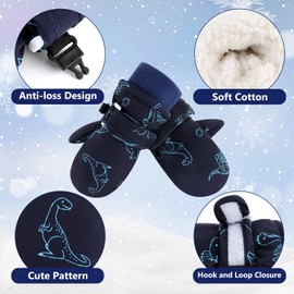 FUOITA Toddler Snow Gloves Toddler Waterproof Mittens Kids Ski Gloves Kids Mittens Baby Winter Mittens for Boys Girls 4-8T