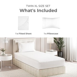 Sleepy Town Twin XL Size Bed Sheets - 2 Piece - NO Flat Sheet Included - Twin XL Sheet Set - Soft, Comfy & Cooling - Easy Care - Wrinkle & Fade Free - Brushed Microfiber - Deep Pocket Sheets (White)