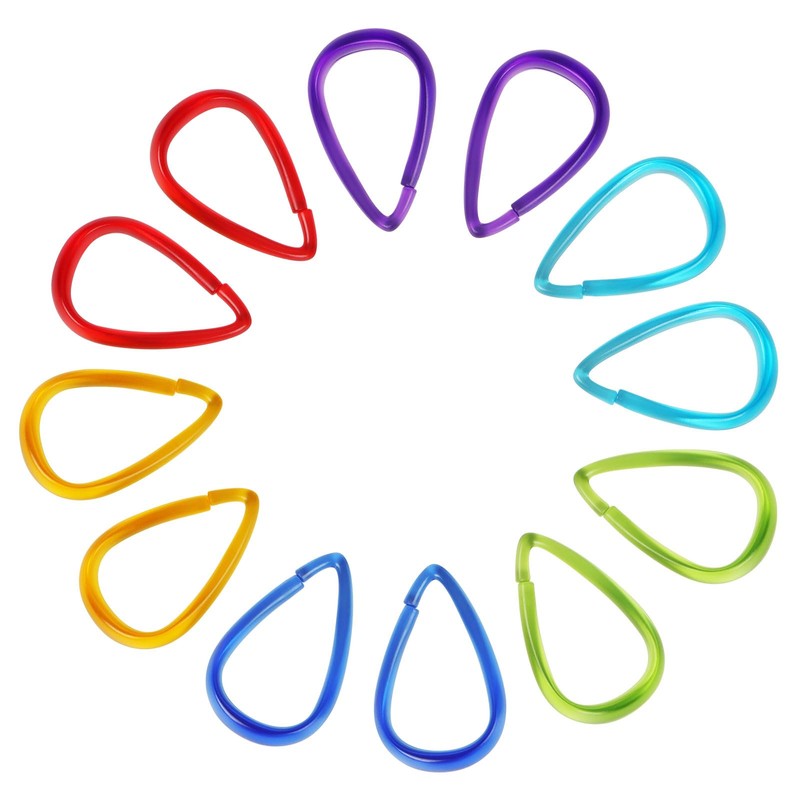 Top-spring Colorful Plastic Shower Curtain Hooks Rings - 12 Pcs