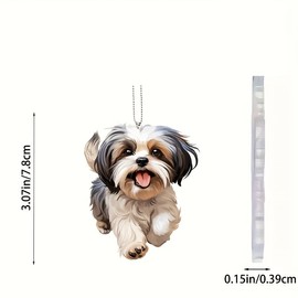 Shih Tzu Acrylic Car Charm - 2D Flat Mirror Pendant & Keychain - Adorable Dog Decor for Rearview Mirror, Home & Bag Accessories
