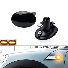 znakeauto 2X Dynamic Smoked Lens Amber Led Fender Side Marker Light Turn Signal Lamp Blinker for Gen2 Mini Cooper R55 R56 R57 R58 R59,Replace OEM Side Marker Lights