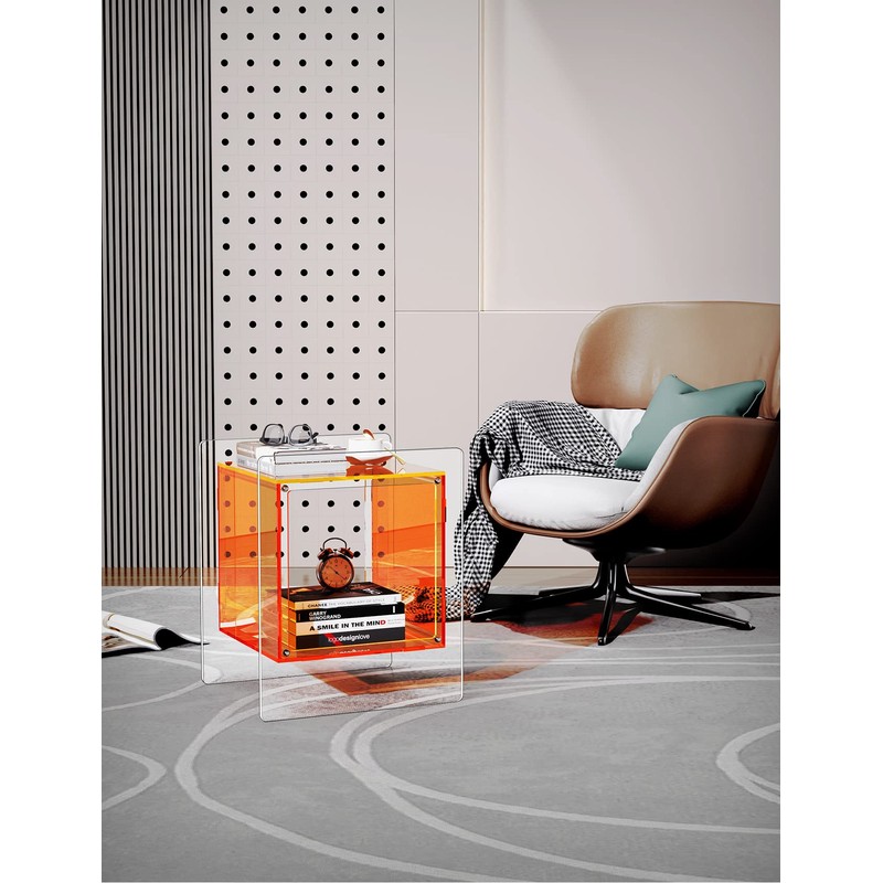 solaround solaround Acrylic Nightstand Colorful Bedside Table with Open Storage