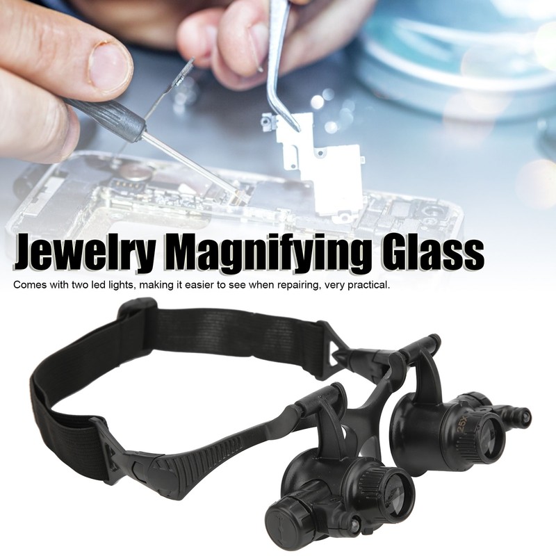 Jewelry Magnifying Glass with 2 LED Light 8 Interchangeable Lens