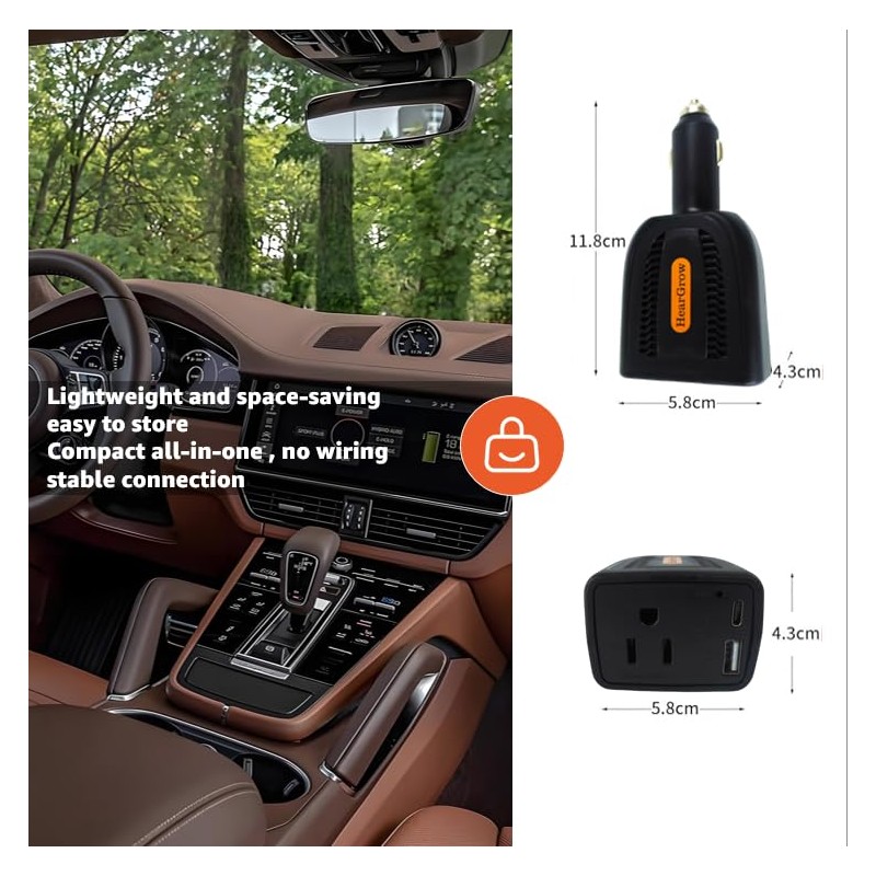 100w Car Power Inverter，ac pd 3.0， Fast Charging (Black)