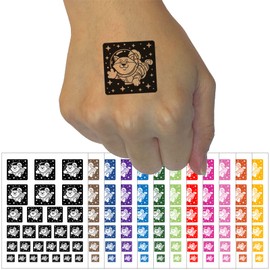 Akita Dog Astronaut Floating in Space Temporary Tattoo Water Resistant Fake Body Art Set Collection - Light Pink (One Sheet)