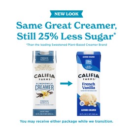 Califia Farms - French Vanilla Almond Milk Coffee Creamer, 32 Oz (Pack of 6), Shelf Stable, Dairy Free, Plant Based, Vegan, Gluten Free, Non GMO, Almond Creamer
