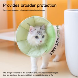 Touchdog Foldable Dog Cone Collar for Cats & Dogs - Adjustable Soft Recovery Collar with Waterproof PU Coating, Lightweight Design, 24.5cm/9.6in Wide Barrier (Green, S)