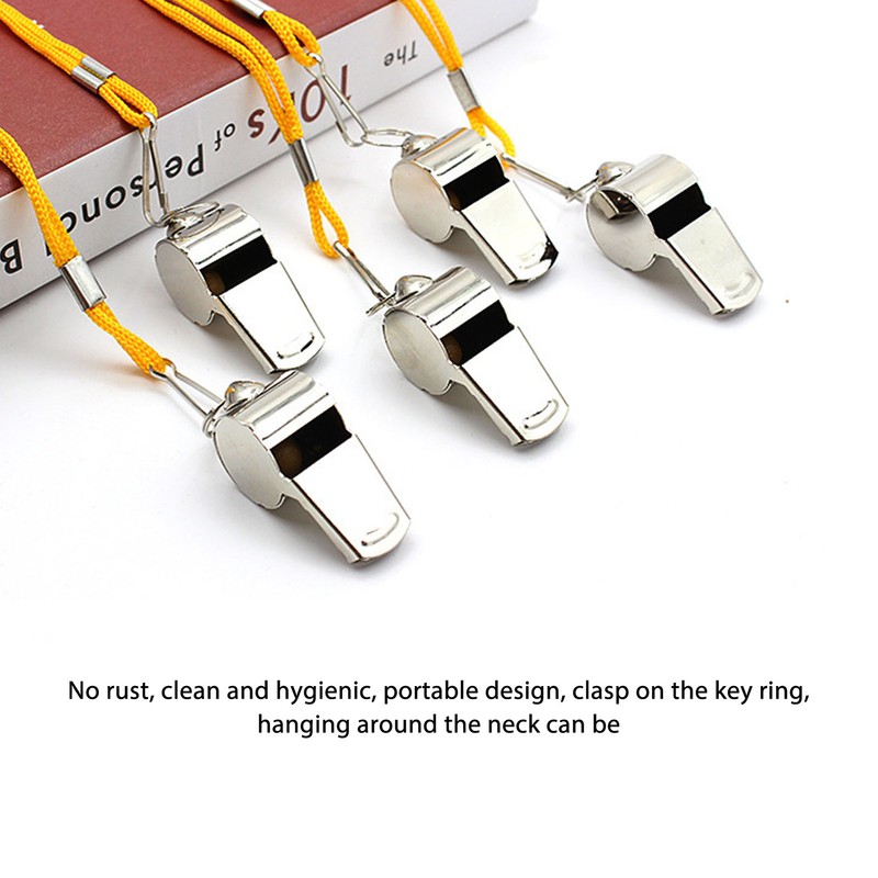 24pcs Stainless Steel Sports Whistles with Lanyard Loud Crisp Sound