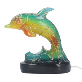 Animal Table Lamp Retro USB Plug in Decorative Resin Dolphin Shape Desk LED Night Light for Bedroom Living Room