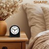 Sharp Small Battery Operated Analog Alarm Clock Silent No Ticking,