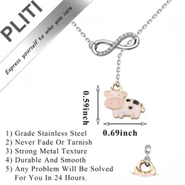 PLITI Cow Gift Cow Lover Jewelry Cow Mom Gift Pet Cow Owner Gift Cow Pendant Necklace For Cowgirl Cow Farmer Gift (cow Y necCA)