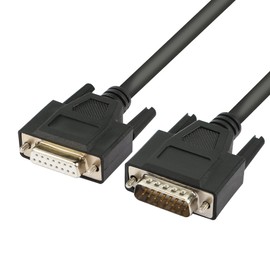 RIIEYOCA DB15 Male to Female Serial Cable, Male to Female 15 Pin Gold Plated Connecter Straight Through Cord, for Data Communication 0.5M（Black）