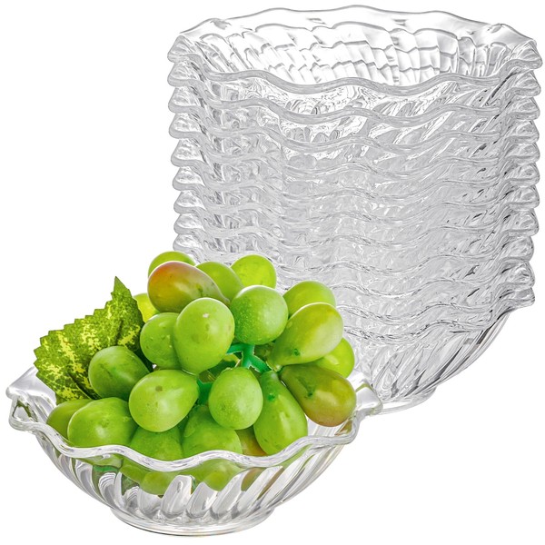 Elsjoy Set of 12 Plastic Dessert Bowls, 7 Oz Clear