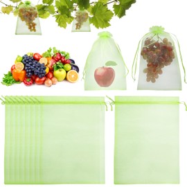 Jexila 50 Pack Fruit Protection Bags Large Fruit Cover Netting Bags for Fruit Trees 12x16 inch Fruit Cover Mesh Drawstring Bags Fruit Protectors Pest Barrier for Apple Mango Flower Veggies Garden