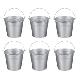 PATIKIL 5.1"x4.7" Small Metal Buckets with Handle, 6 Pcs Mini Galvanized Bucket Colorful Easter Buckets for Crafts Party Favors Decoration, Silver
