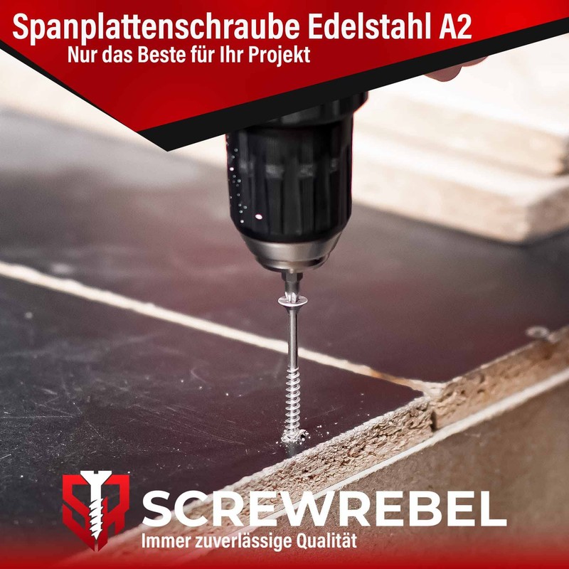 SCREW REBEL Chipboard Screws A2 Stainless Steel 4 x 25