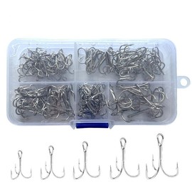 High Carbon Steel Treble Fishing Hooks Kit, 120 Pieces, Sizes #2, #4, #6, #8, #10, for Lake, River, Sea Fishing