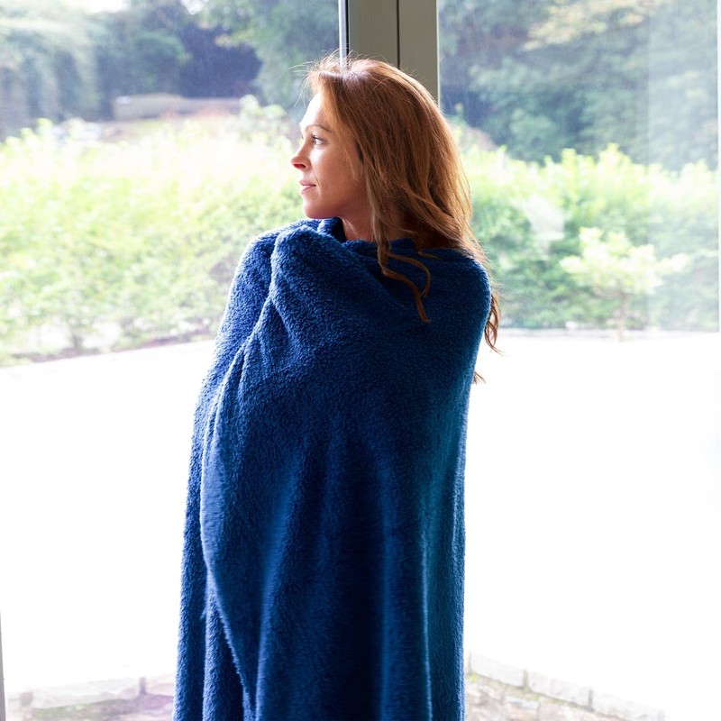 Snug Rug Special Edition Luxury Sherpa Fleece Throw Blanket (Navy