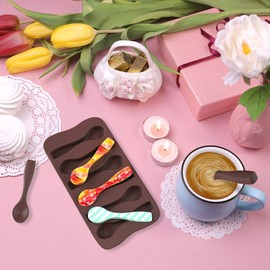 Spoon Shaped Chocolate Silicone Mold 3PCS-6 Cavity Hot Chocolate Spoon Molds for Hot Cocoa & Coffee Butterscotch Handmade Chocolate Stirring Spoons by Vencilazy