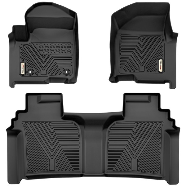 YITAMOTOR Floor Mats Compatible for 2019-2024 Chevrolet Silverado 1500/GMC Sierra 1500 & 2020-2024 Chevy Silverado/GMC Sierra 2500HD/3500HD Crew Cab with Rear Underseat Storage Box, Front Bucket Seat